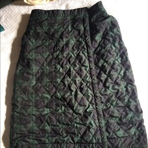 Black Watch tartan quilted wrap skirt